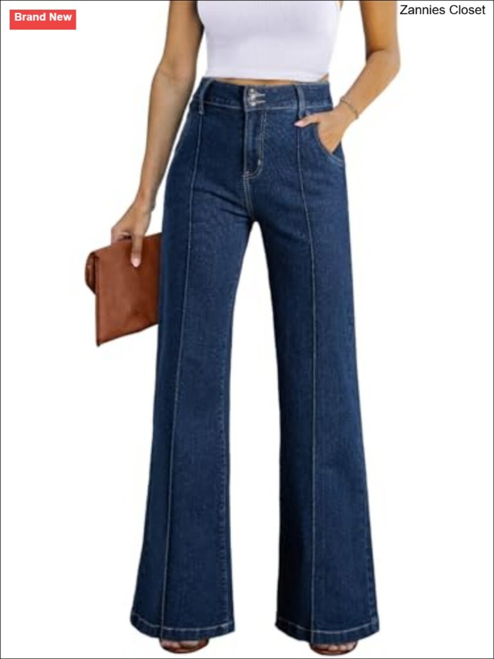 Wide Leg High Waisted Stretch Denim Jeans Loose Fit